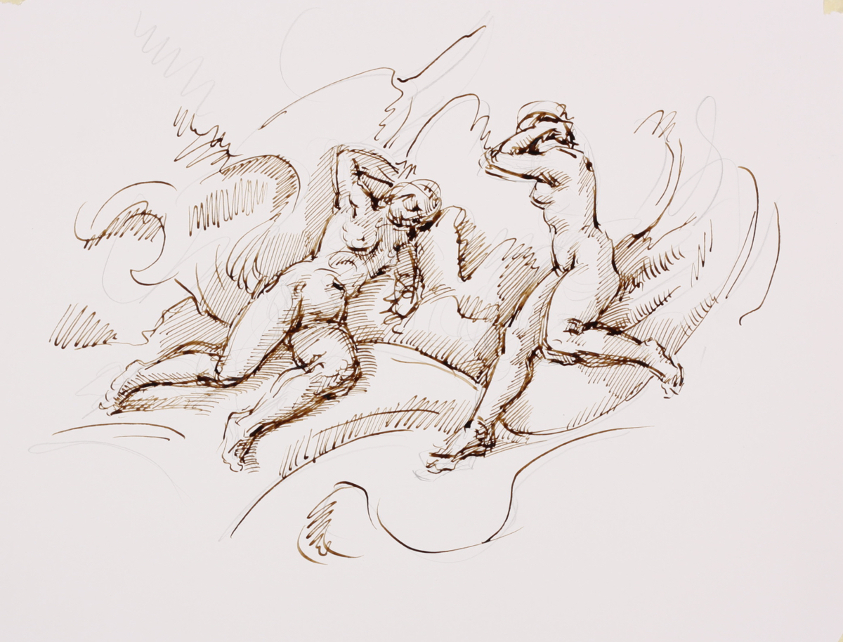 untitled; pen & sepia, 25 x 35, 2018